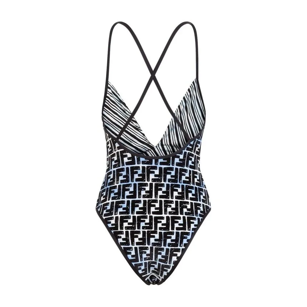 NWT Fendi X Joshua Vides Ff Print Swimsuit In Blue Womens Large One Piece Bikini - Picture 2 of 7
